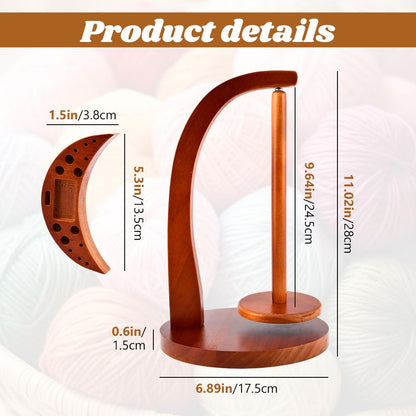 Magnetic Rotating Crochet Yarn Holder with Storage Box - 2-in-1 Wooden Yarn Spinner & Organizer for Knitting Accessories, Yarn-Ball Windder for Crocheting Projects