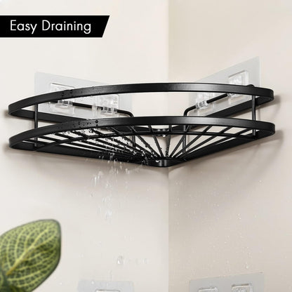 KES Shower Caddy Corner, Self-Adhesive Stainless Steel Shower Organizer, Matte Black 2 Pack