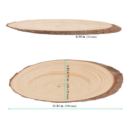 10 PCS Oval Wood Slices, Length 12 Inch and Width 3.9-4.7 Inch Craft Wooden Slices, Unfinished Wood Slices for DIY Wedding
