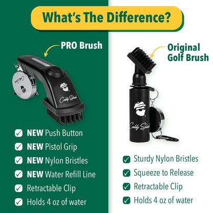 Caddy Splash Golf Club Brush Cleaner with Water – Heavy Duty Retractable Clip – Squeeze Bottle for Easy Cleaning – Nylon Bristles – Holds 4 Oz – Golf Gifts– Golf Accessories for Men – USA Company