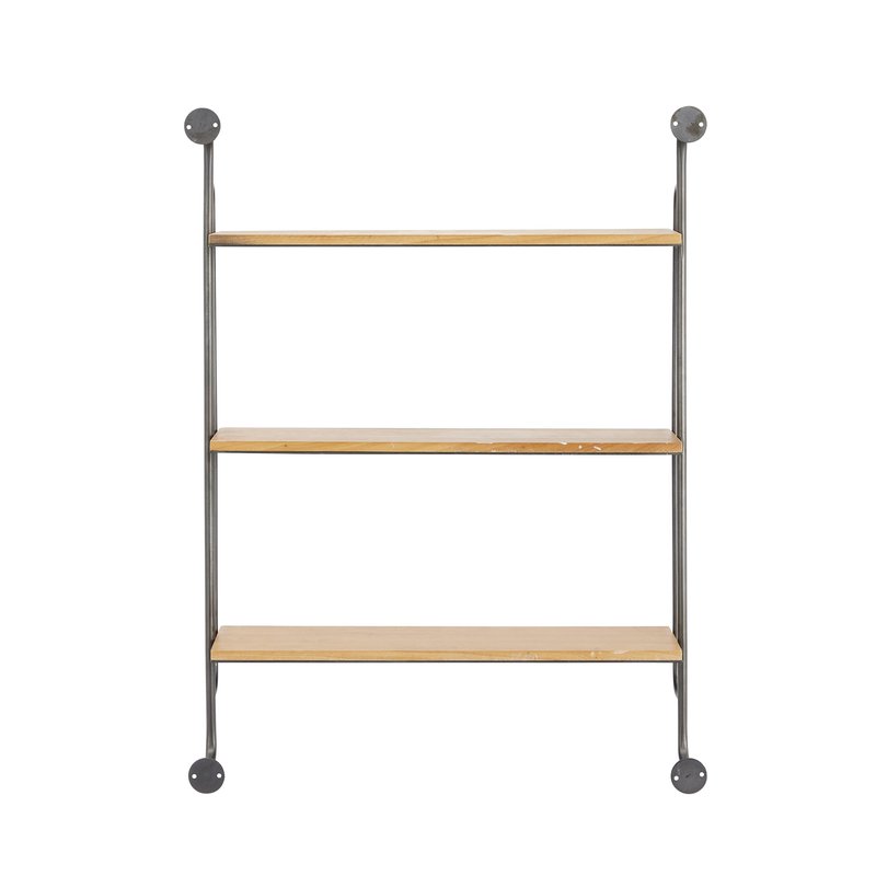 Deco 79 Industrial Metal Shelf Wall Storage Shelves for Bedroom, Living Room, Bathroom, Kitchen, Office and More, 25" L x 7" W x 33" H, Brown