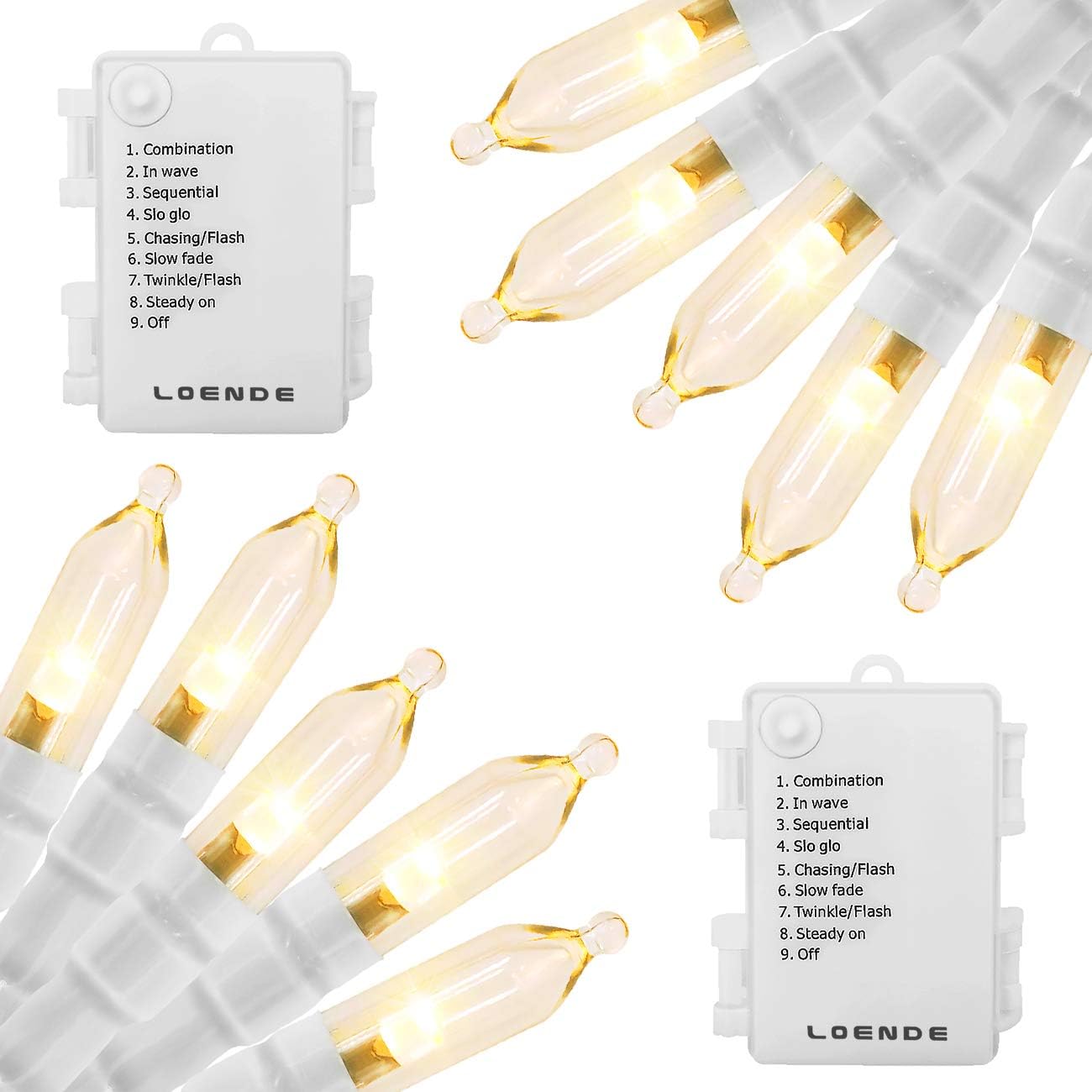 18ft 50 2 Pack Outdoor String Lights with Timer - Battery Operated LED White Wire for Indoor/Outdoor Wedding Party
