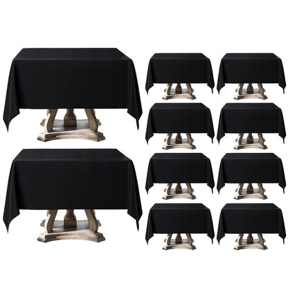 Aocoz Square Tablecloth 52 x 52 Inch Black 10 Pack Tablecloths Stain-Wrinkle Resistant Washable Polyester Table Cloths for Holiday, Buffet Parties,and Wedding