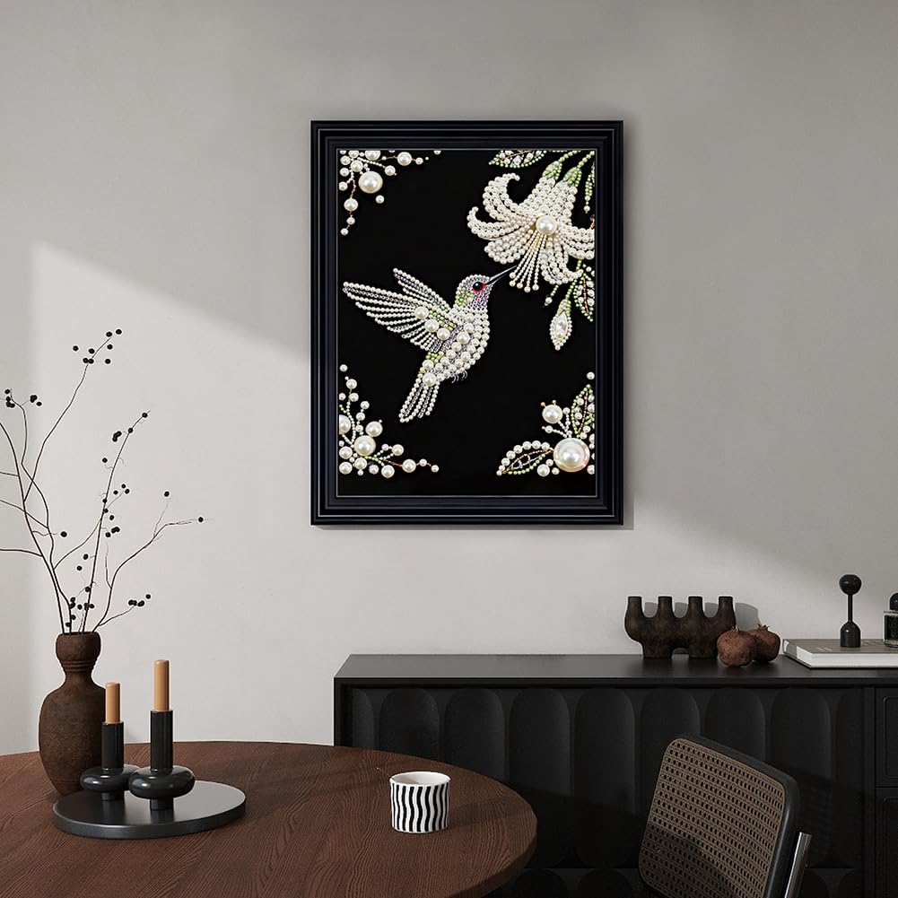 DPDAKIT Hummingbird Pearl Diamond Painting Kits for Adults, 5D Pearl Diamond Art Kits for Adults Beginner, DIY Diamond Dots Gem Art Craft for Home Decor 12x16 inch