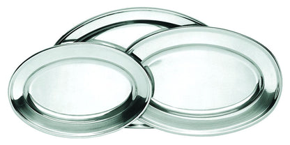 Oval Material Stainless Steel Platters, 11-3/4" x 8-1/2"