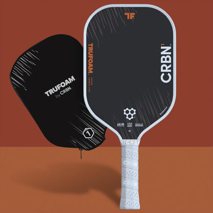 CRBN Pickleball - TruFoam Barrage 1 Pickleball Paddle - Elongated w/Long Handle - Carbon Fiber Pickleball Paddle - 100% Foam Floating Core Designed for Maximum Power, 14mm