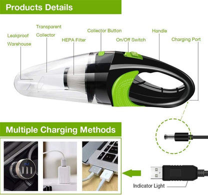 Handheld Vacuum Cleaner, Cordless Wet Dry Portable Hand Held Vacuum with 4Kpa Powerful Suction for Pet Hair