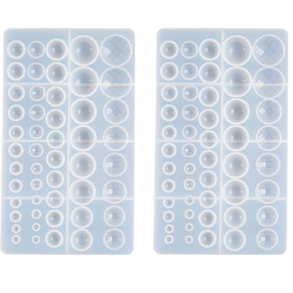 DD-life 2 Pcs Cabochon Gem Silicone Mold, Clear Round Silicone Mold for Making Earrings Jewelry Making Crafting Projects(Large)