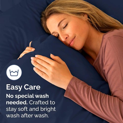 King Standard Pillow Cases - Soft Hotel Quality Pillowcase Covers | 4-Piece Set in Navy Blue - Machine Washable