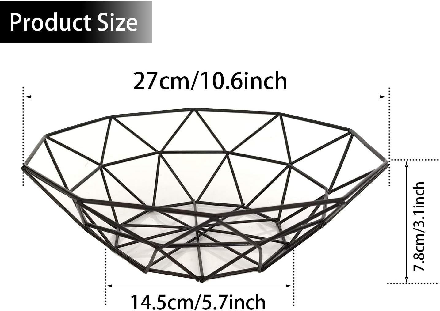 Metal Wire Fruit Bowl, Iron Arts Fruit Storage Basket for Kitchen Counter, Decorative Hold for Vegetables, Bread, Snacks