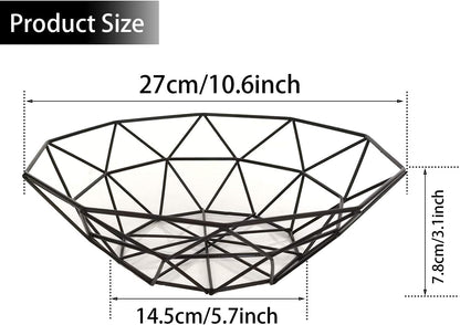 Metal Wire Fruit Bowl, Iron Arts Fruit Storage Basket for Kitchen Counter, Decorative Hold for Vegetables, Bread, Snacks