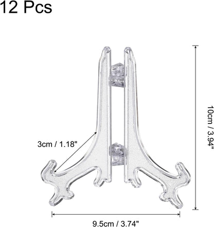 uxcell 4" Acrylic Plate Stands, 12Pcs Display Easels for Card Holders, Photo Frames