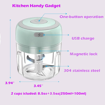 Electric Mini Food Chopper, Rechargeable Small Processor for Garlic, Puree, Onion, Herb, Veggie, Ginger, Fruit Blender