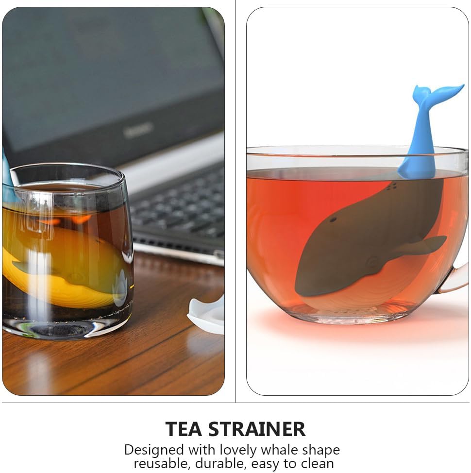 PRETYZOOM Silicone Tea Infuser Strainer - Whale Loose Leaf Tea Diffuser, Reusable Tea Holder