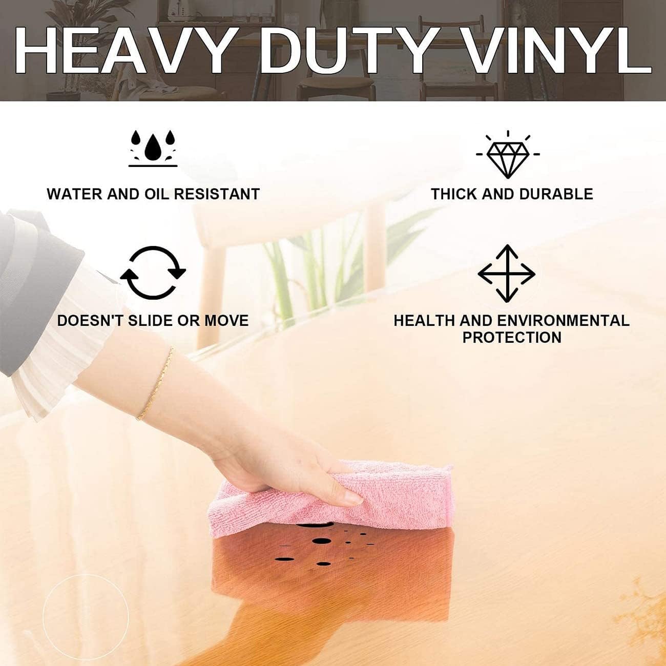 12 24 Inch, 1.5mm Clear Table Cover Protector x Thick Plastic Desk Protector Mat, Rectangular Waterproof PVC Clear