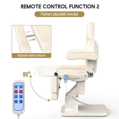 4 Motor Electric Chair/Bed, Aluminum Hydraulic System for Medical Treatment Exam, Facial, Spa, Eyelash, Tattoo, Podiatry Treatment Beauty Massage, Hand Remote Controlled Adjustable - Beige Gray