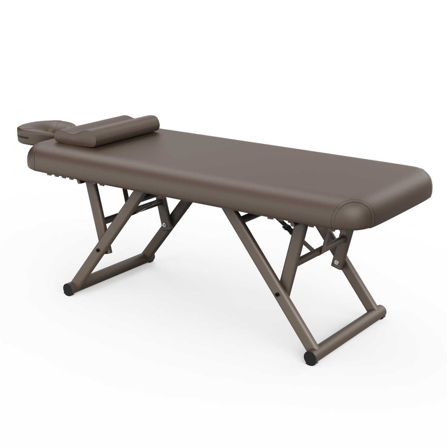 pouseayar Adjustable Massage Table with Face Pillow & Headrest, Sturdy and Solid, Silent and Easy to Adjust - Fixed Backrest, Brown