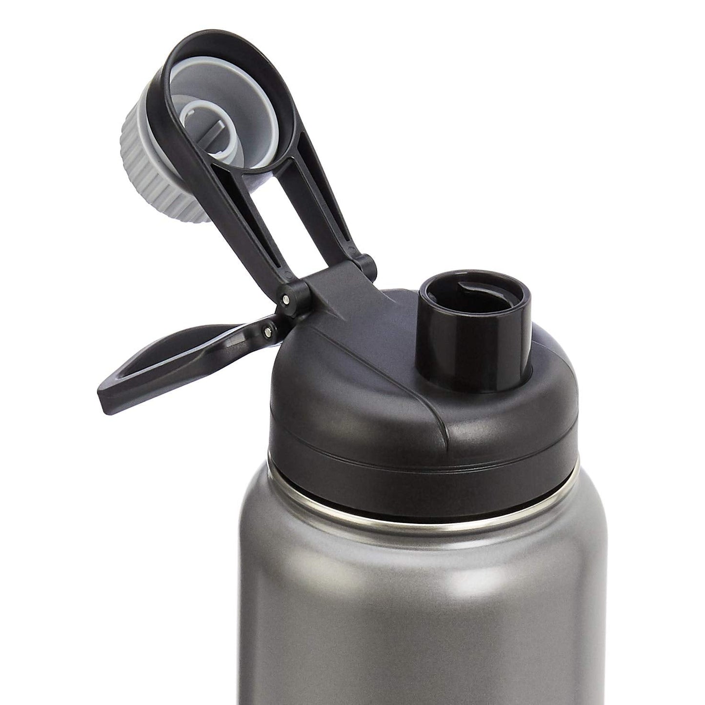 Amazon Basics Large Insulated Stainless Steel Water Bottle, Leakproof Spout Lid, BPA-Free, Vacuum Insulated, Keeps Drinks Cold, Portable, 30.1 ounces, Gray