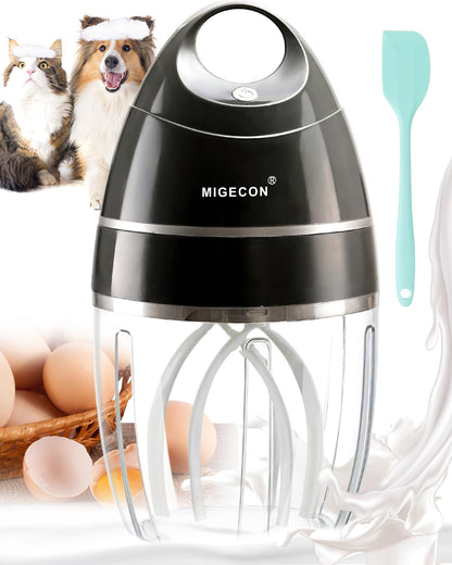 MIGECON Stand Mixer, Small Kitchen Electric Food Mixer, Portable Milk Frother, Rechargeable Household Mixer Beater for Shampoo and Pet Foam Whipper, One-Click Operation, Dark Gery