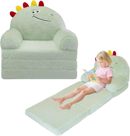 2-in-1 1-3 Toddler Chair Toddler Couch: Kids Chairs Comfy Kids Sofa Fold Out for Girls and Boys Years Old, Green