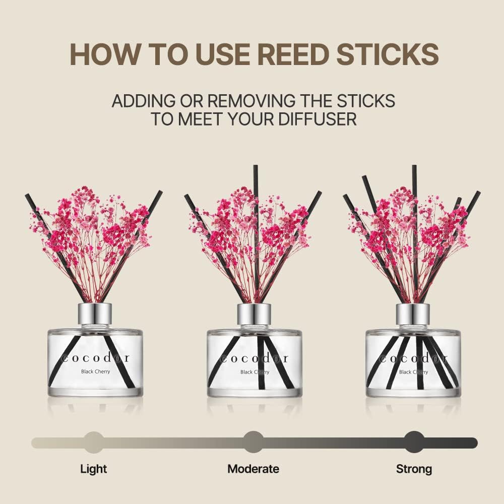 COCODOR 2 Pack Preserved Real Flower Reed Diffuser Set, 6.7oz (200ml) Rose Perfume, Oil Diffuser & Sticks