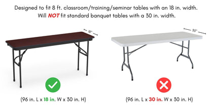 YOUR CHAIR COVERS - Spandex 8 Ft x 18 Inches, Narrow Classroom Open Back Rectangular Training Stretch Tablecloth - Black