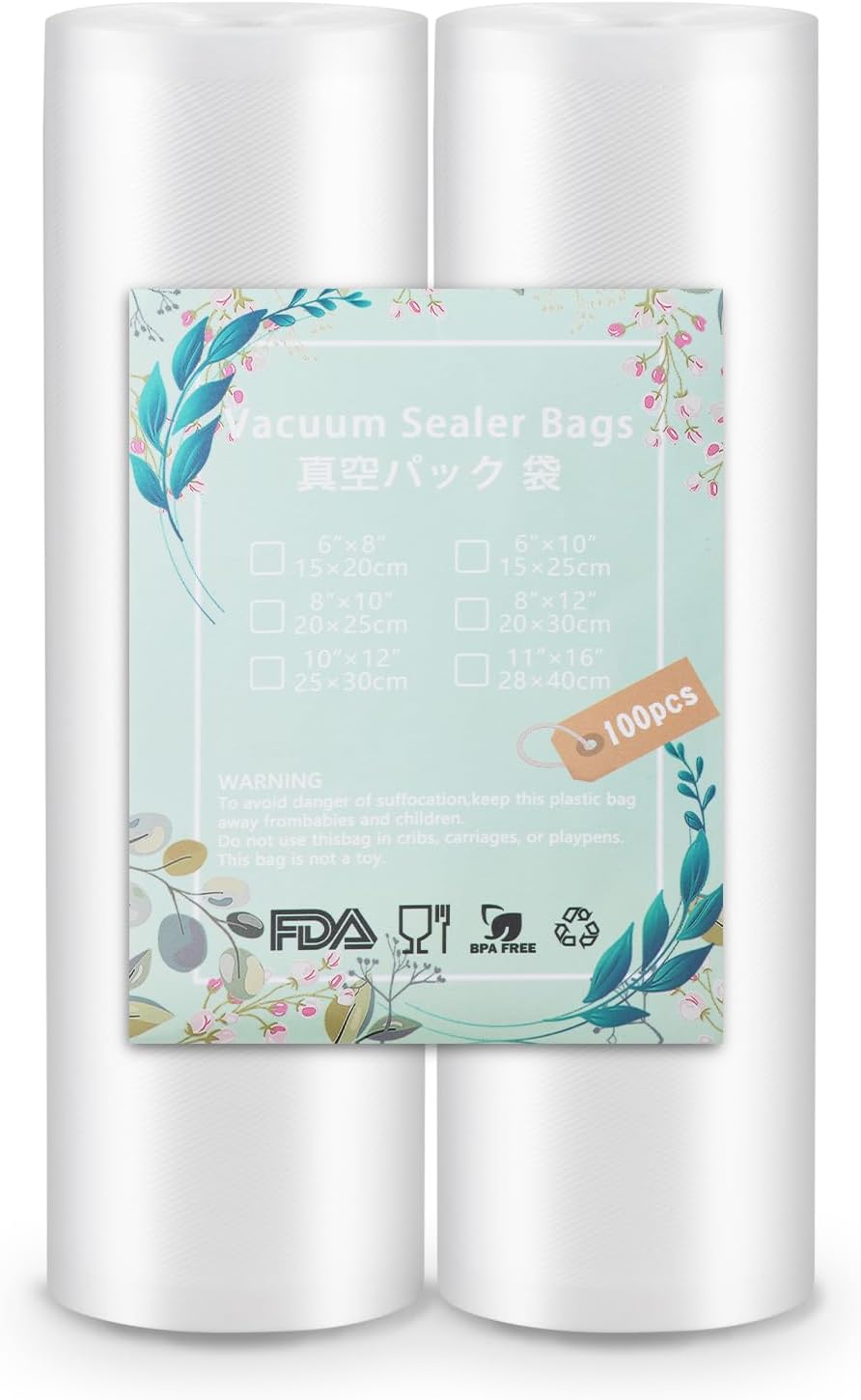 Vacuum Sealer Rolls, 2 Roll 11"×50', BPA Free for Food Bags, Commercial Grade Vacuum Storage
