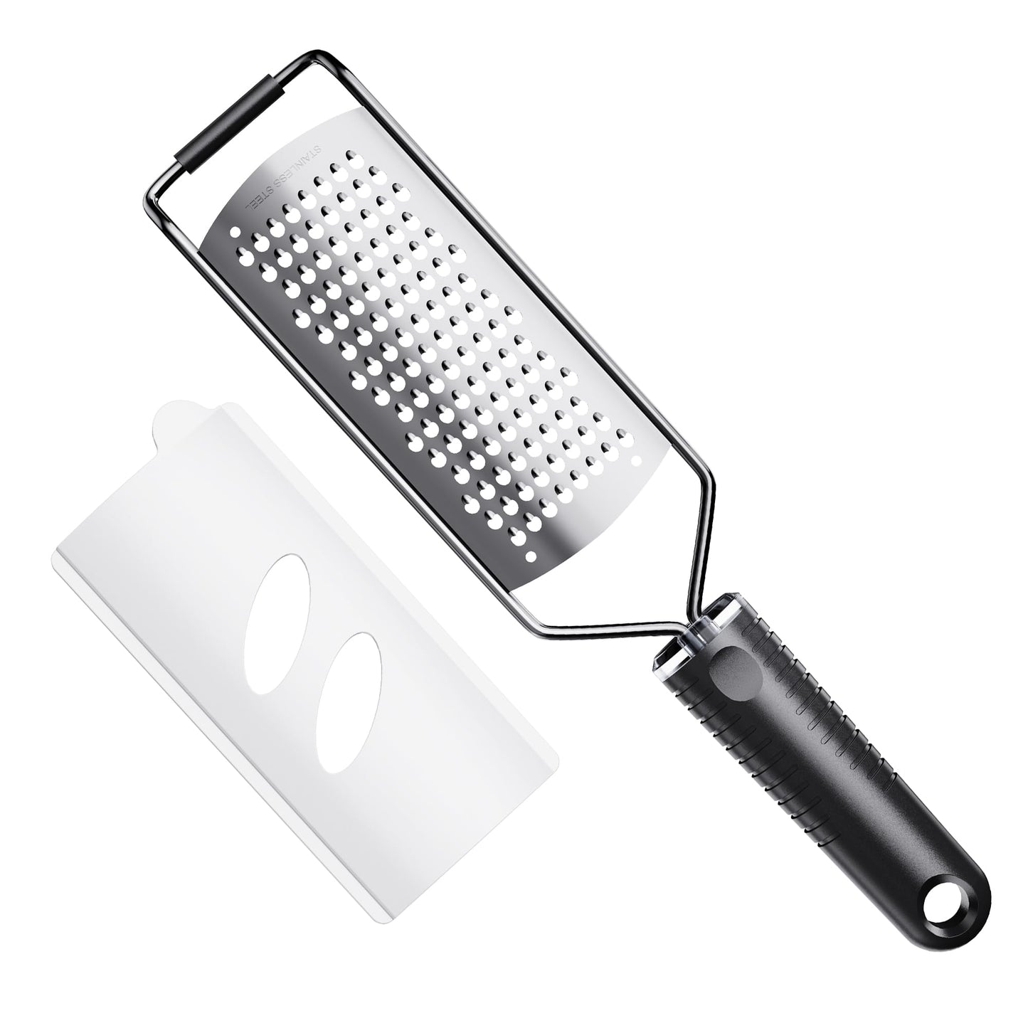 Coarse Grater for Cheese & Vegetables - Non-Slip Grip | Dishwasher Safe Stainless Steel (Black)