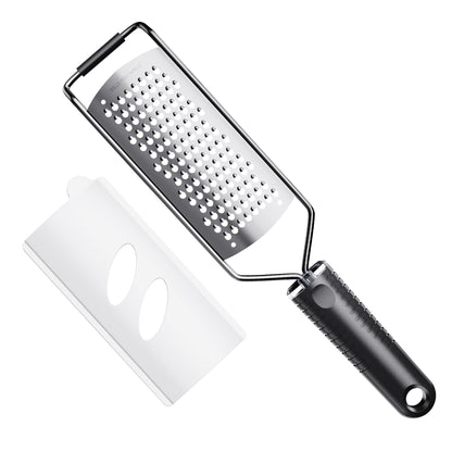 Coarse Grater for Cheese & Vegetables - Non-Slip Grip | Dishwasher Safe Stainless Steel (Black)