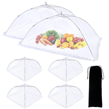 6 Pack Food Covers for Outdoors Mesh Screen Include 2 Extra Large (40"X 24") & 4 Standard (17"X 17") Food Tents Collapsible and Reusable Mesh Food Covers for Outside, BBQ Party Supplies, Fruit