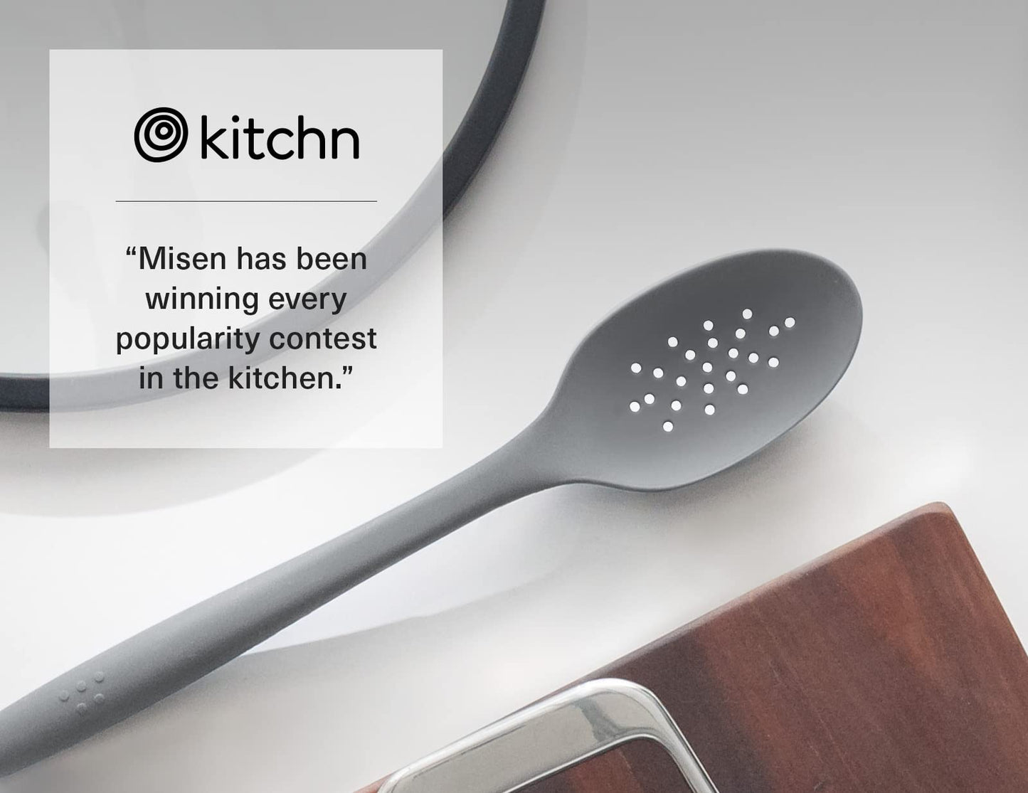 Misen Silicone Slotted Spoon - Dishwasher Safe, Professional-Grade Perforated Spoon - Comfortable Grip, Nonstick Safe, Heat Safe - Perfect for Stirring & Serving - Gray