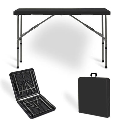 6ft Portable Aluminum Folding TableLightweight Collapsible BBQ Camping & Outdoor Dining Table Perfect for Garden Picnics Cookouts Buffets (Black)