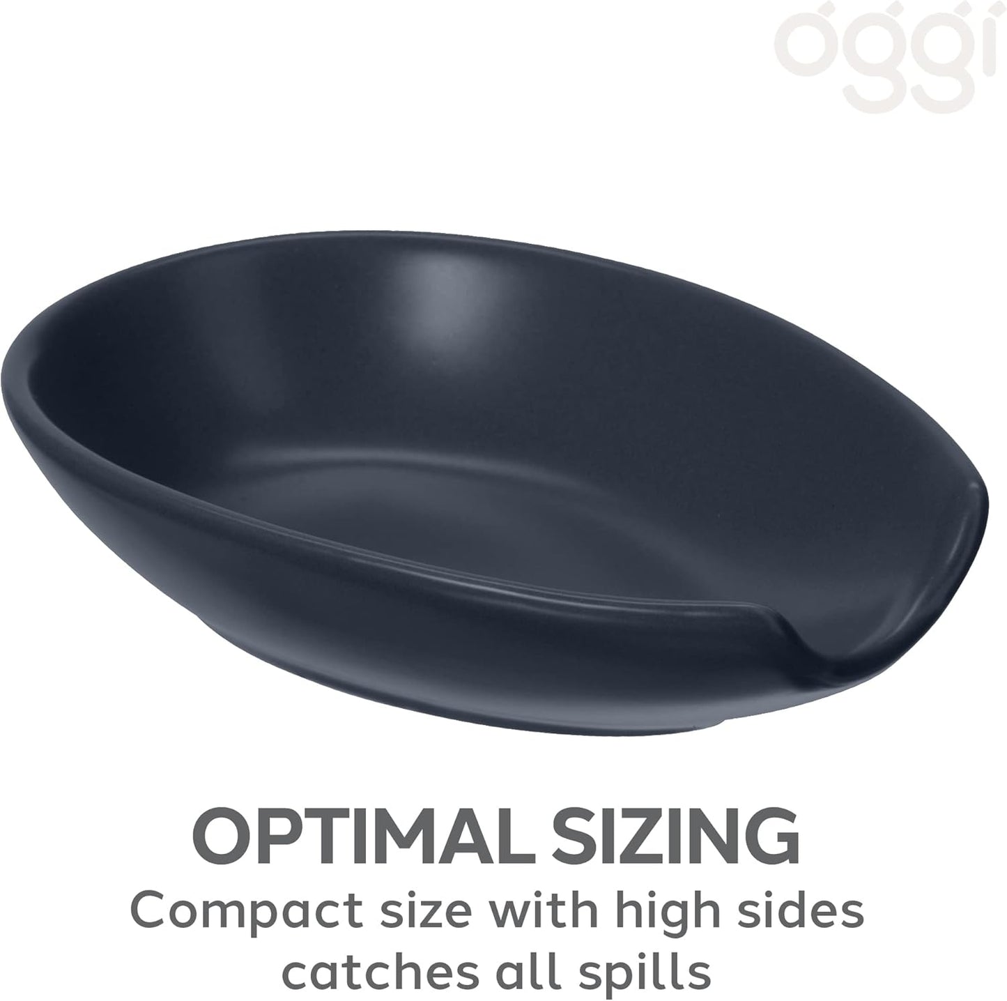 OGGI Spooner Ceramic Spoon Rest, Spoon Holder for Countertop, Kitchen Decor, Coffee Bar Accessories, Midnight Blue