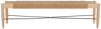 SAFAVIEH Home Collection Arcana Tropical Natural Jute Rope Sungkai Solid Wood Bench (Fully Assembled)