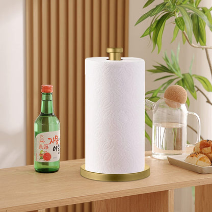 GWGTHZ Stainless Steel Gold Paper Towel Holder Countertop for Kitchen Bathroom, Standing Paper Towel Holder with Weighted Base.