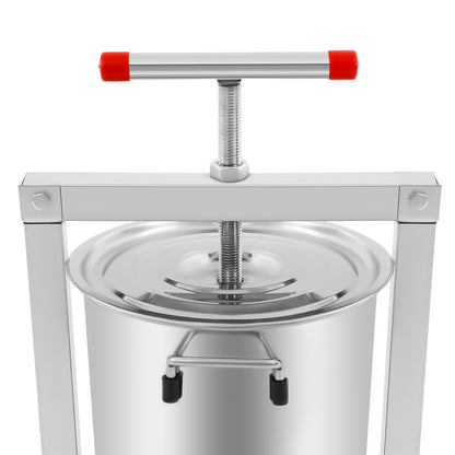 10L/2.6Gal Fruit Wine Press, DIY Large Manual Juice Press Maker Beeswax Extractor with T-Handle, Stainless Steel Cider, Grape, Apple Press Machine for Wine and Juice Making