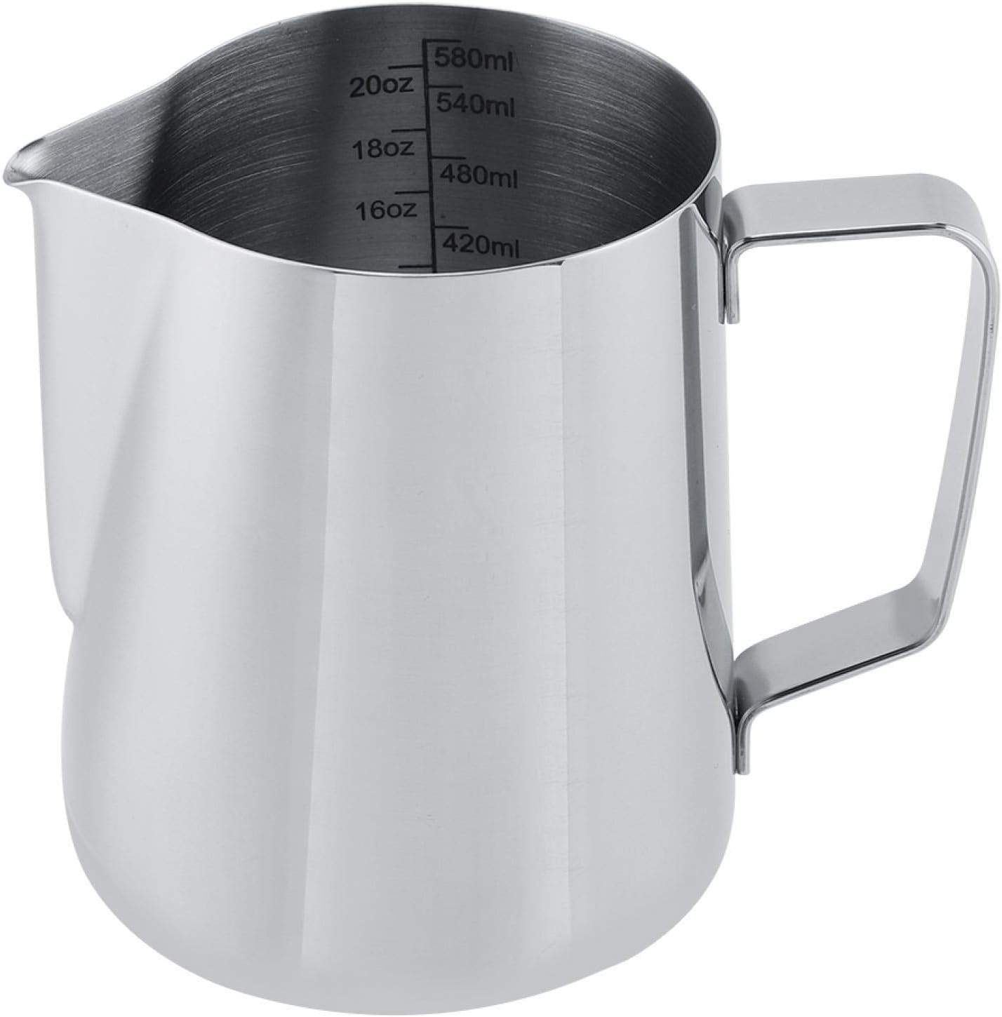 600ml Stainless Steel Frothing Cup, Measuring Mug for Milk Frothing, Latte Coffee Art