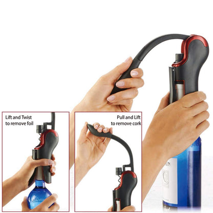 KEISSCO Wine Opener Compact Vertical Corkscrew Wine Bottle Opener with Built-in Foil Cutter