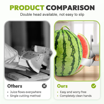 Triangle Watermelon Cutter, 2026 New Watermelon Slicer Cutter Stainless Steel, Multipurpose Melon Slicer Tool with Wooden Handle, Durable Melon Knife for Watermelon and Fruit (2 Piece)