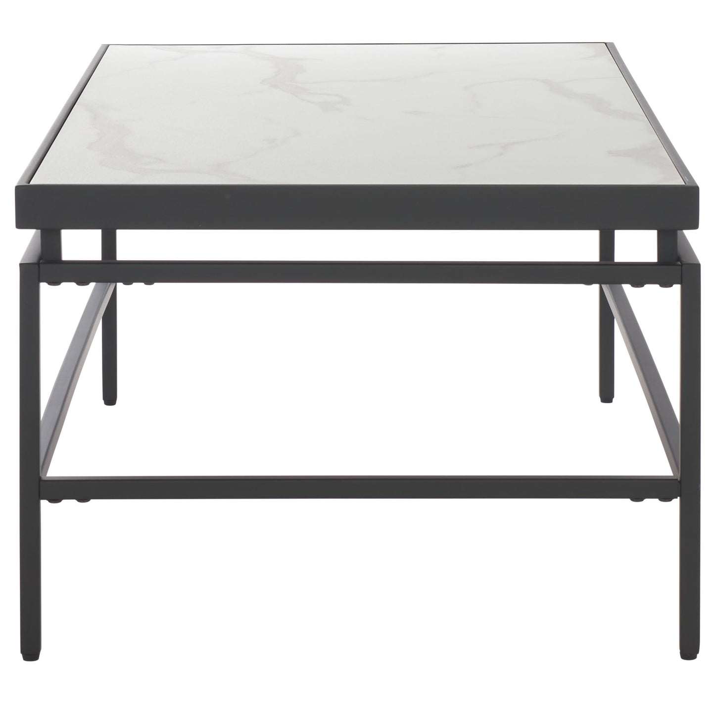 SAFAVIEH Home Collection - Acelin White Faux Marble Top & Black Metal Base Rectangular Coffee Table (COF7017A)