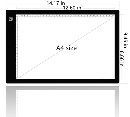 A4 Ultra-Thin Portable LED tracing Light Box Dimmable Brightness LED Art Tracing Pad for Artist Drawing Sketching Animation Stencilling and 5d Diamond Painting (Black, A4)