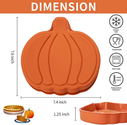 Pumpkin Cake Pan 3 Pack - 7 Inch Silicone Pumpkin Pancake Molds for Fall Baking, Halloween, Thanksgiving