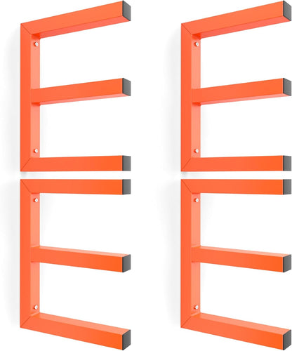 Ultrawall Lumber Storage Rack - Heavy-Duty Wall-Mounted Wood Organizer | Holds 220 LBS Per Level (Pack of 4, Orange)