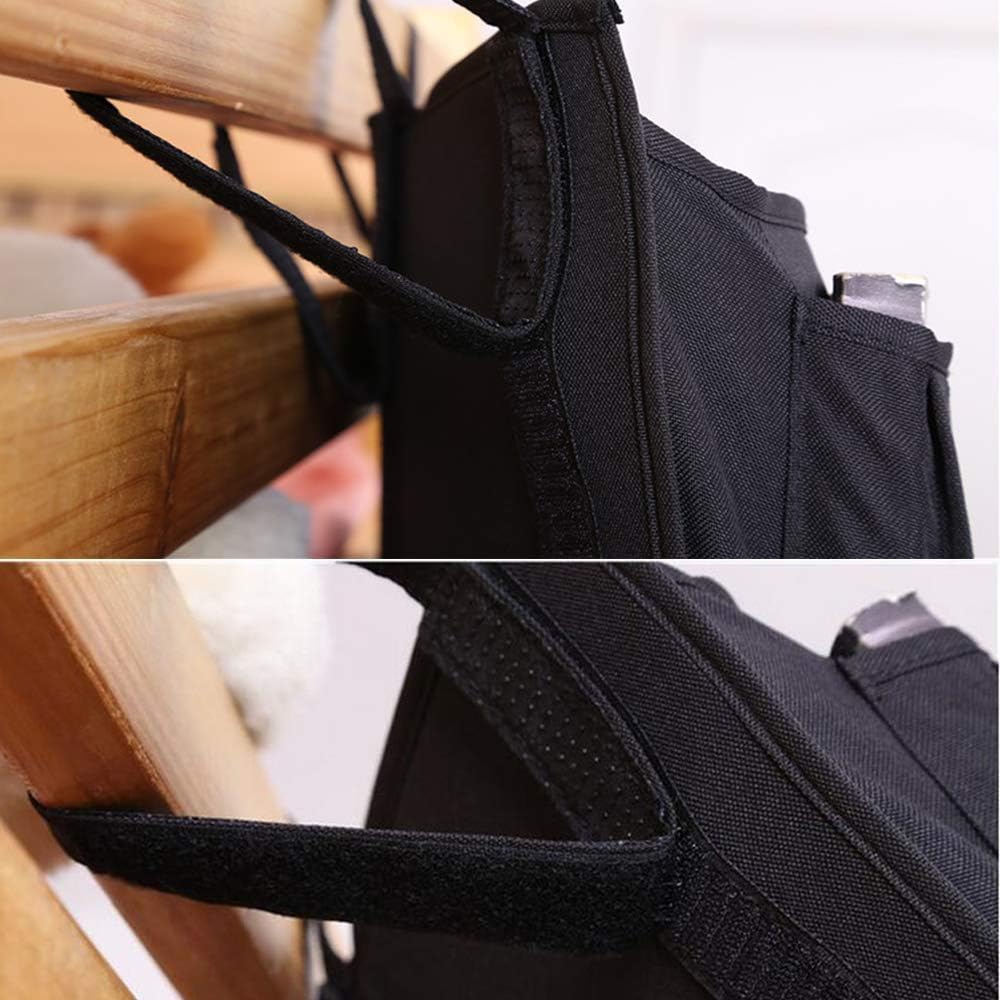 Bunk Bed Organizer, Bedside Storage Caddy, Hanging Pocket for Camp, Dorm Room, Hospital Bed Rail, Black