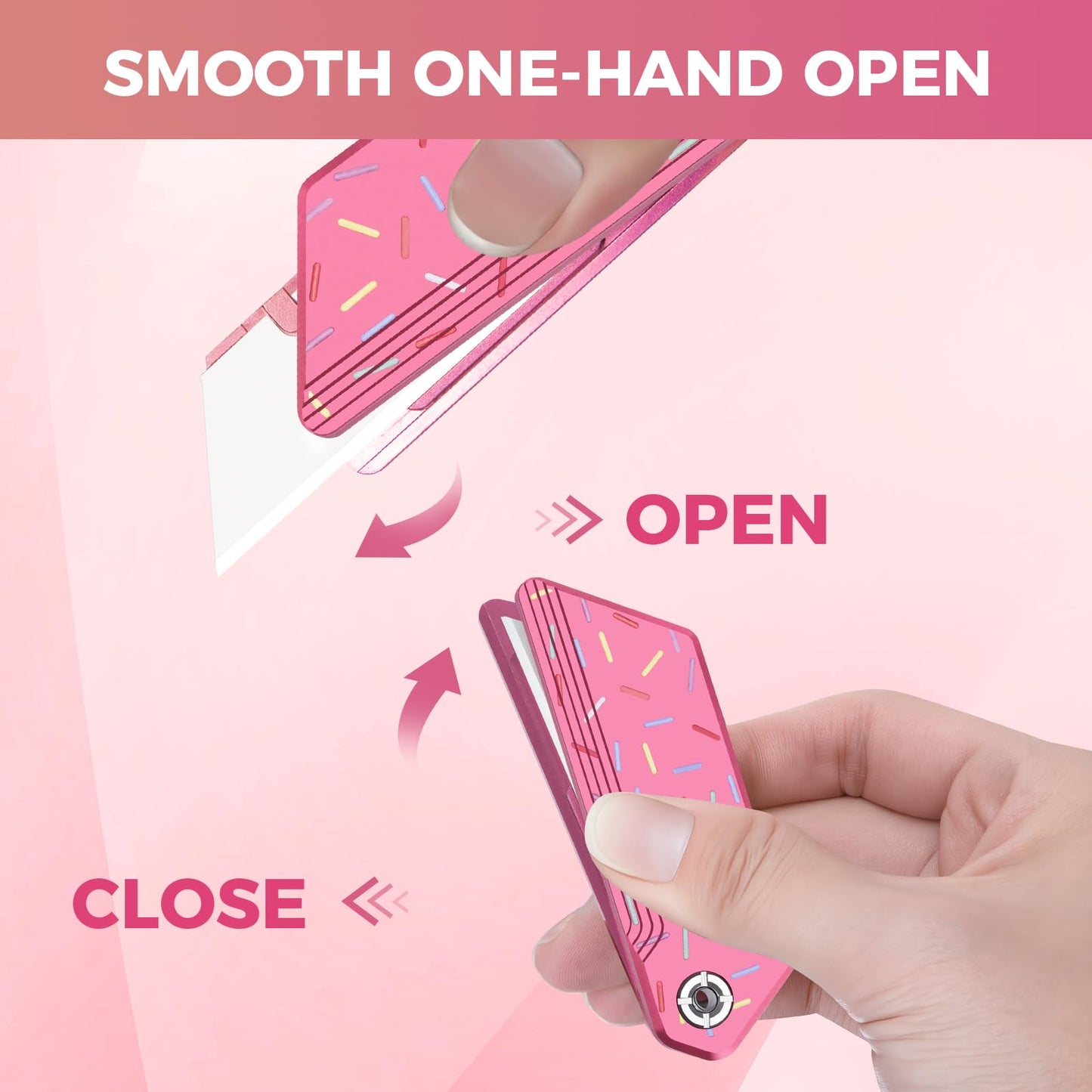 EDC Utility Knife, Mini Pocket Knife for Women Lightweight, Keychain Box Cutter Fidget Knives, Quick Change Retractable,With 10Pcs Blades Replacement