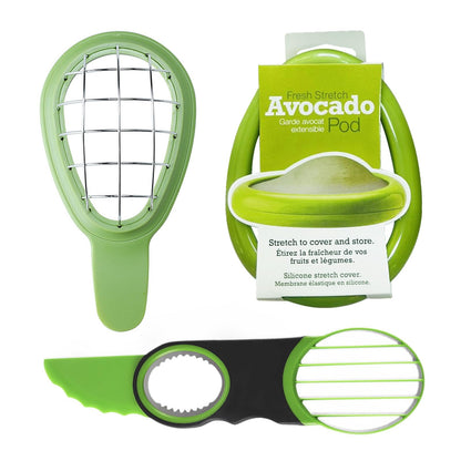 Avocado 3 Piece Set Avocado Slicer, Avocado Slicer, Avocado Storage Container, Dishwasher Safe, Contains All Tools For Avocado (Avocado Slicer+Saver+Cutter)