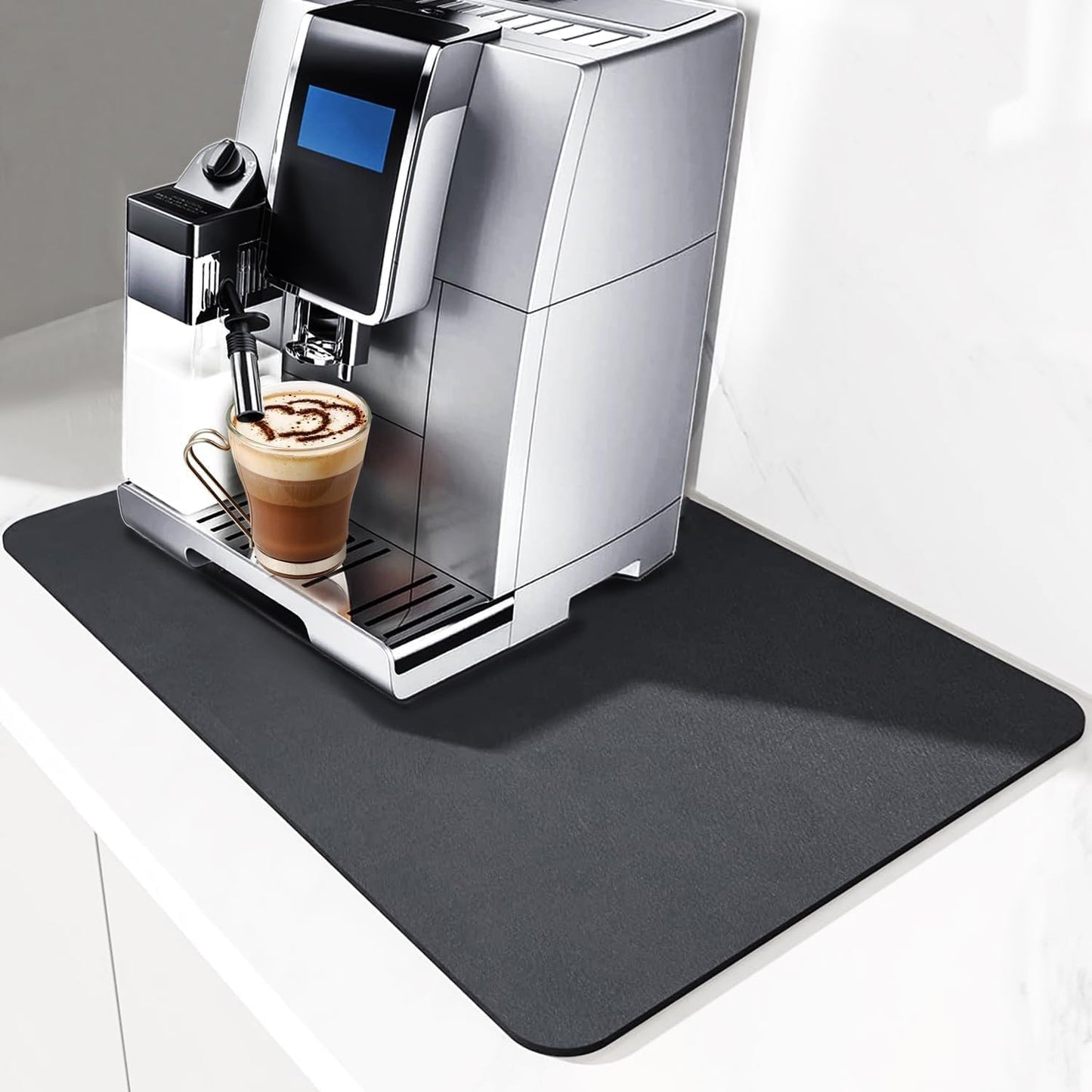QPIX DIGITAL Coffee Mat for Countertop - 19"x12" Super Absorbent Dish Drying Mat for Kitchen