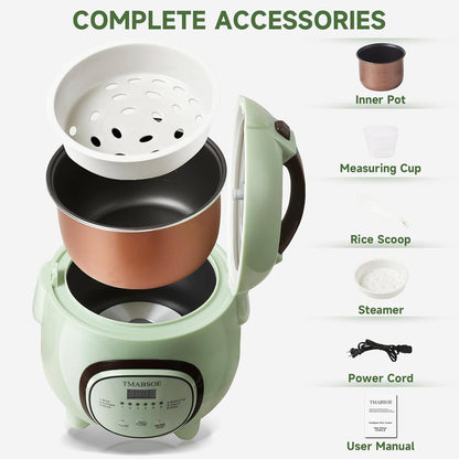 TMABSOE 6 6 modes,24-Hr Pot,1.6L 1-3 Rice Cooker Cup (Cooked), Small Rice Cooker with Cooking Delay Timer and Auto Keep