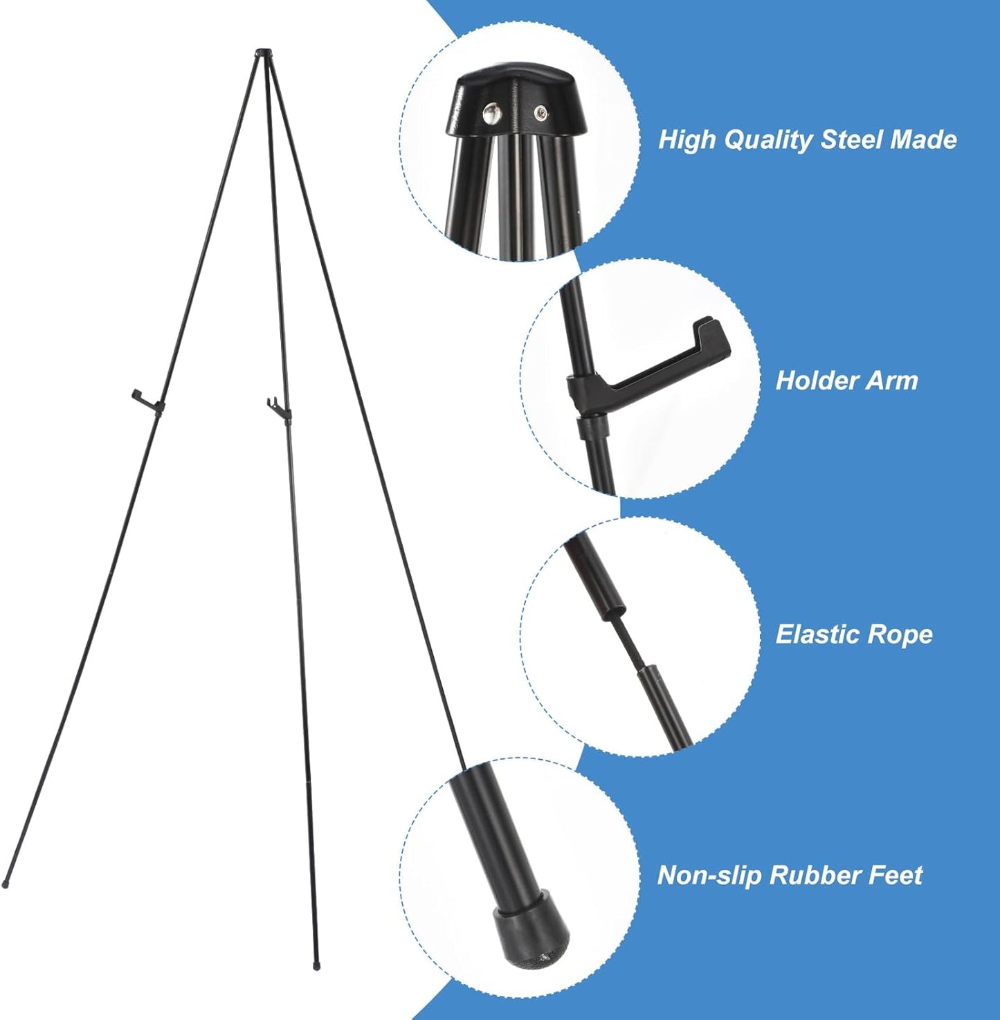 uxcell 66" Metal Floor Easel Stand for Wedding Sign, Adjustable Tripod Easel for Painting Canvas, Display Show, Arts,
