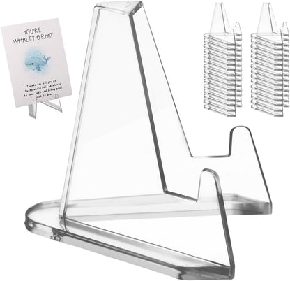 30pcs Card Display Stand, 2.2 Inch Small Transparent Acrylic Holder for Business Cards, Mini Clear Easel